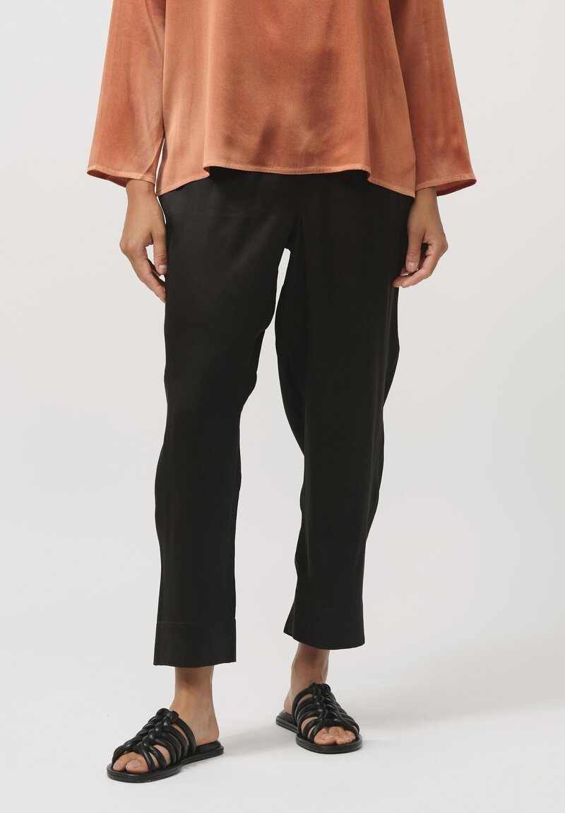 Noir Handmade Mud Silk Pants in Black	