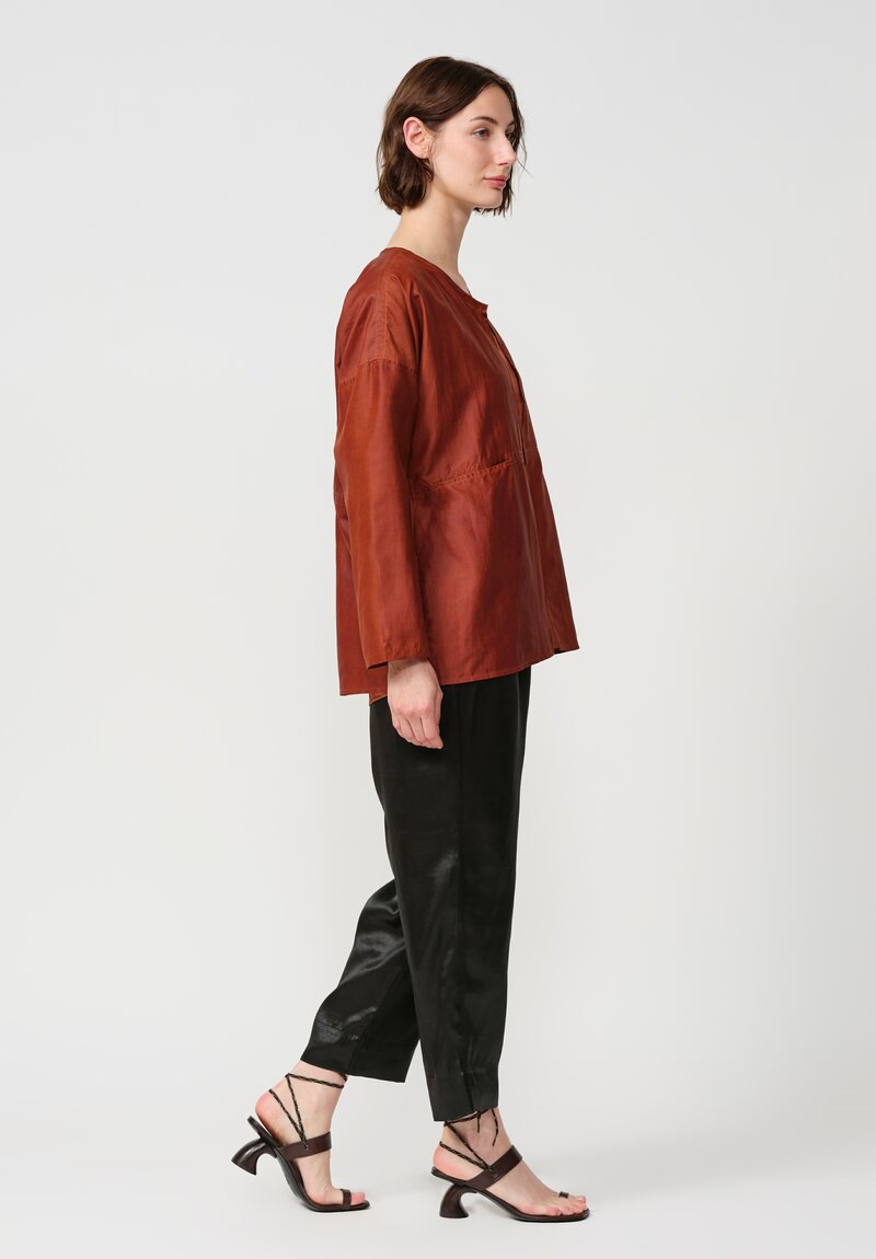 Noir Handmade Mud Silk Tapered Pants in Black