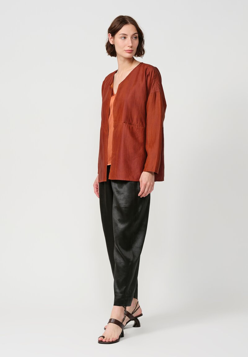 Noir Handmade Mud Silk Tapered Pants in Black