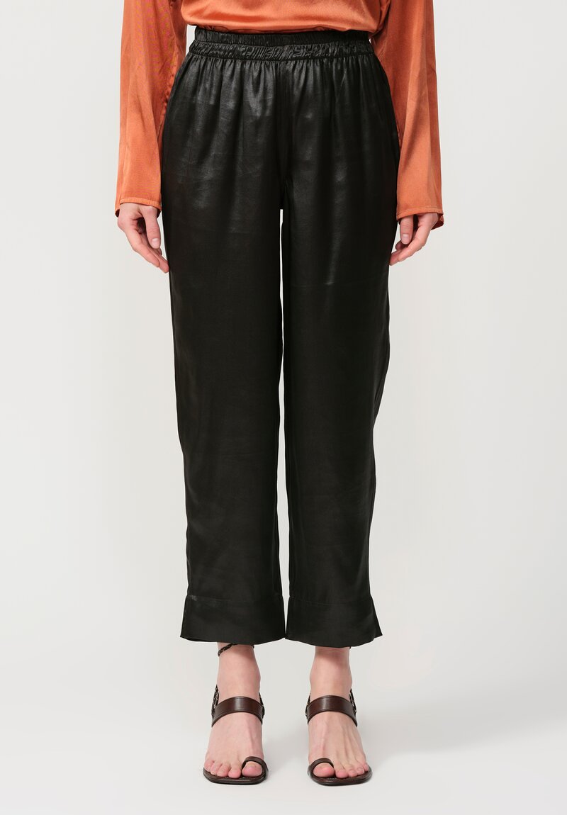 Noir Handmade Mud Silk Tapered Pants in Black