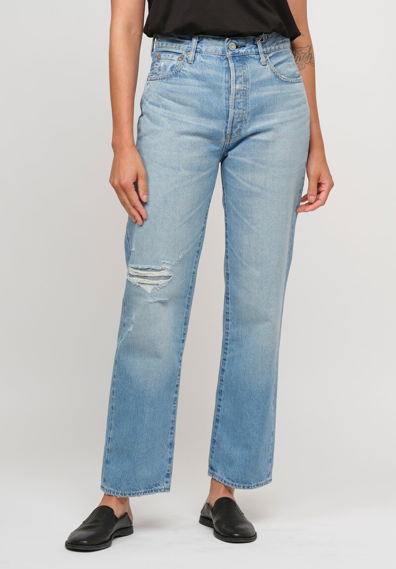 Moussy MV Cliffdale Straight High Rise Skinny Jean in Light Blue	