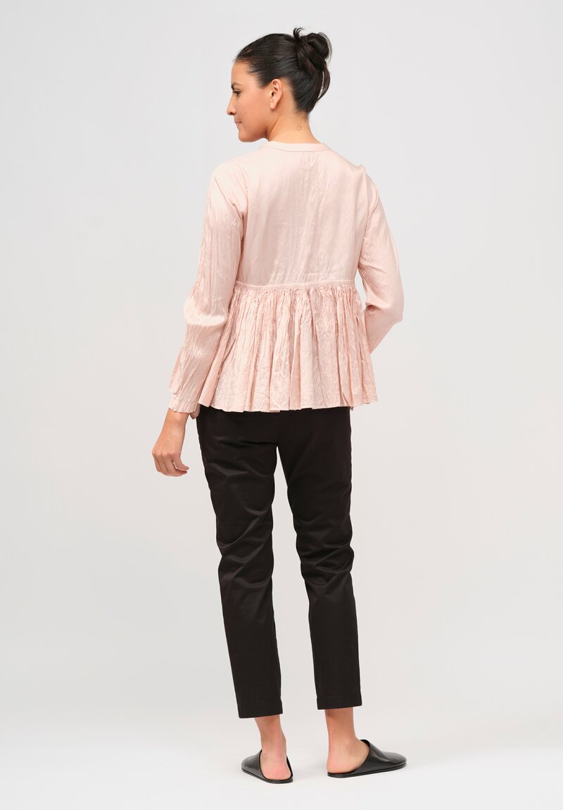 Christian Peau Gathered Silk Top in Dusty Pink