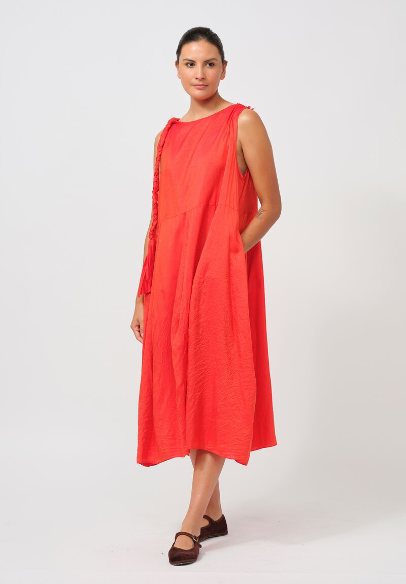 Christian Peau Silk Sleeveless One Piece Dress in Marigold