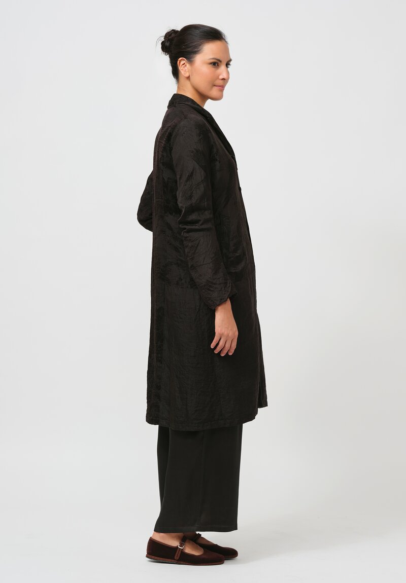 Christian Peau Vintage Silk STC Coat in Black Cranes	