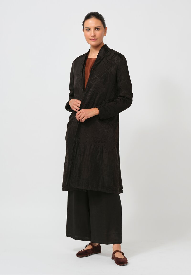 Christian Peau Vintage Silk STC Coat in Black Cranes	