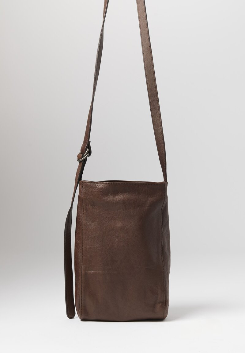 Christian Peau Soft Leather Crossbody Bag in Dark Brown	