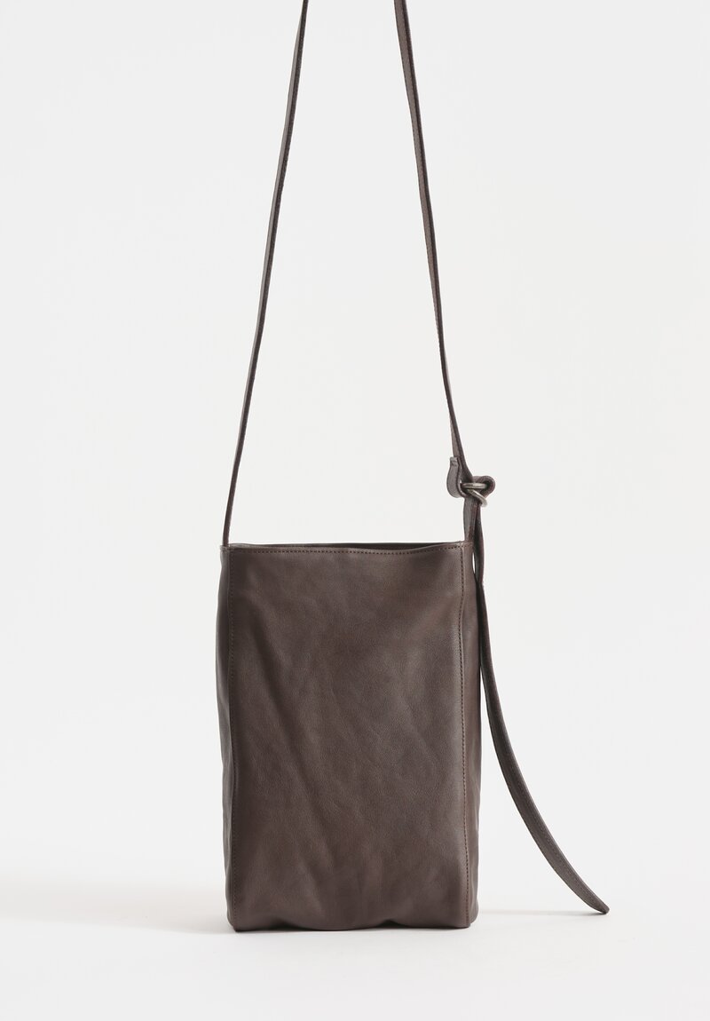 Christian Peau Soft Leather Crossbody Bag in Dark Brown	