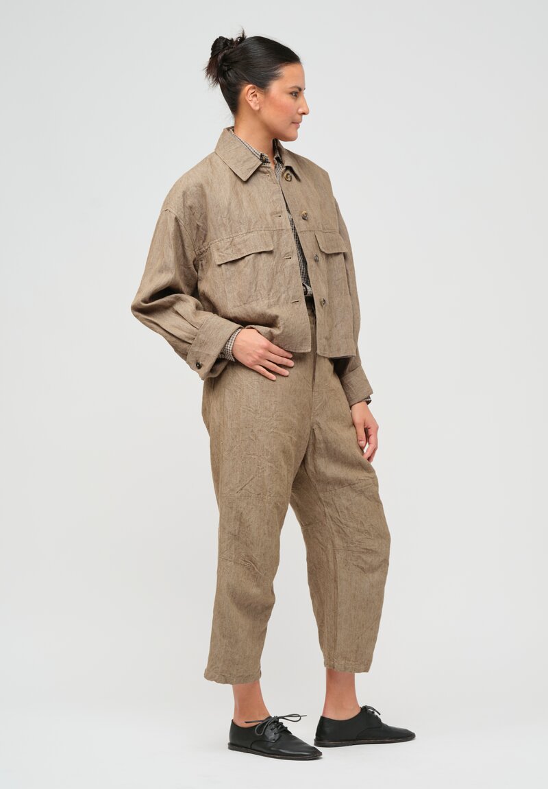 Forme d'Expression Woven Ramie & Linen Oversized Trucker Jacket in Reed	