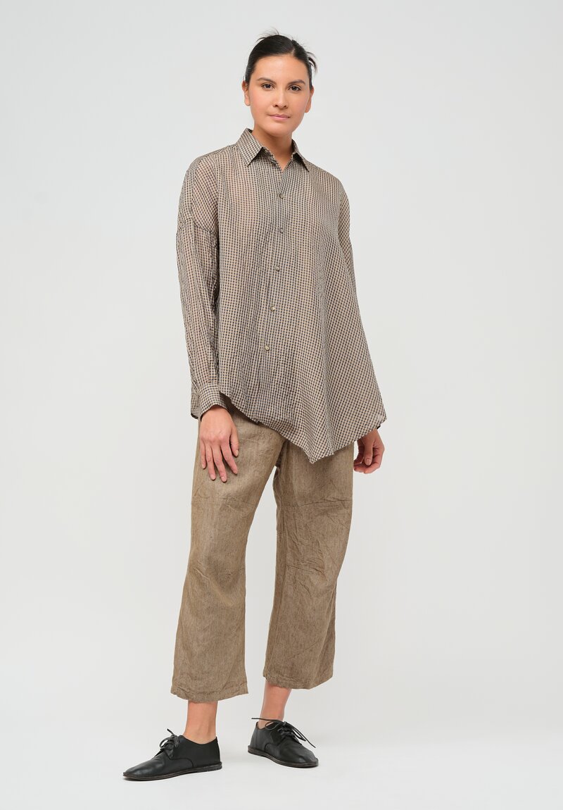 Forme d'Expression Woven Linen Deconstructed Shirt in Old Gingham	