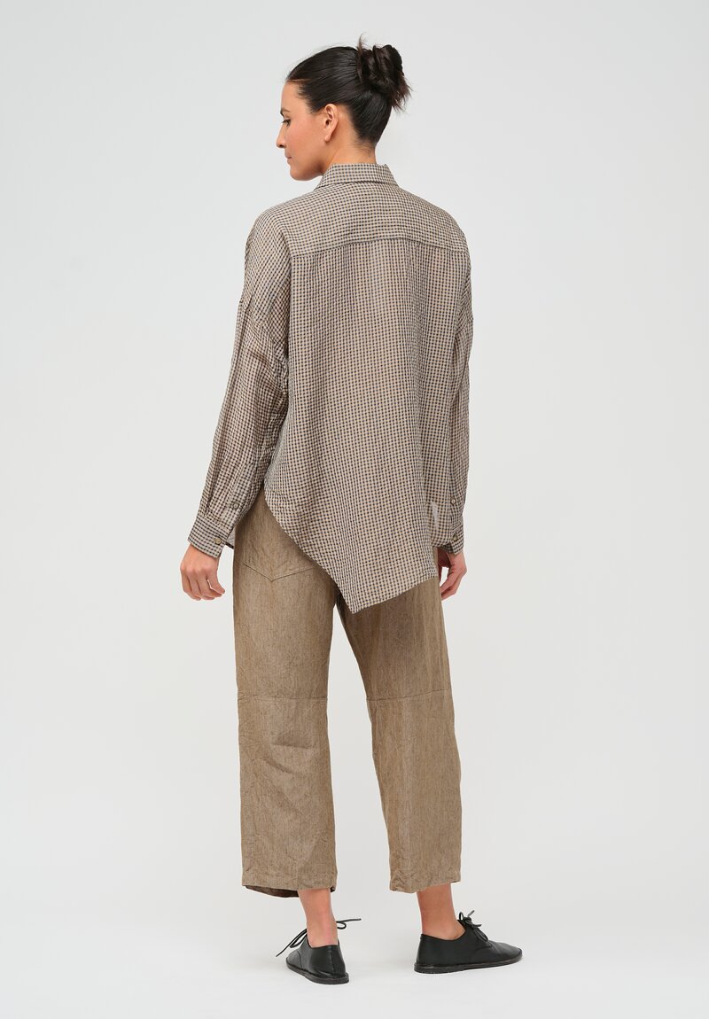 Forme d'Expression Woven Linen Deconstructed Shirt in Old Gingham	