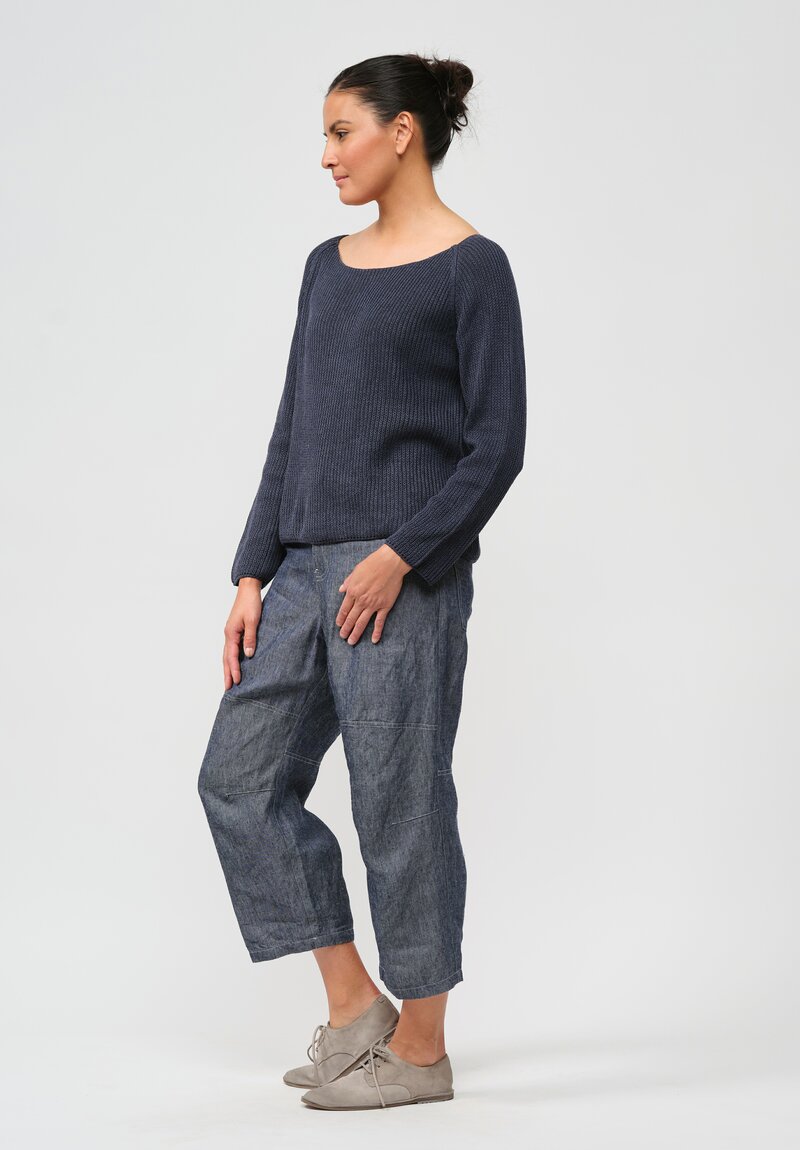 Forme d'Expression Knitted Cotton Ribbed Raglan Pullover	