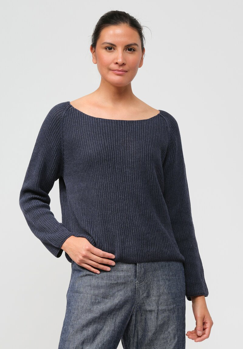 Forme d'Expression Knitted Cotton Ribbed Raglan Pullover	