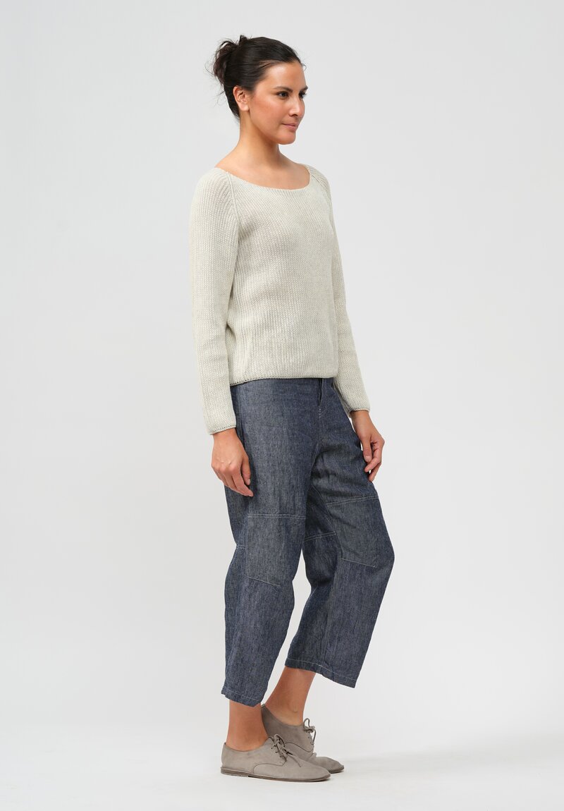 Forme d'Expression Knitted Cotton Ribbed Raglan Pullover