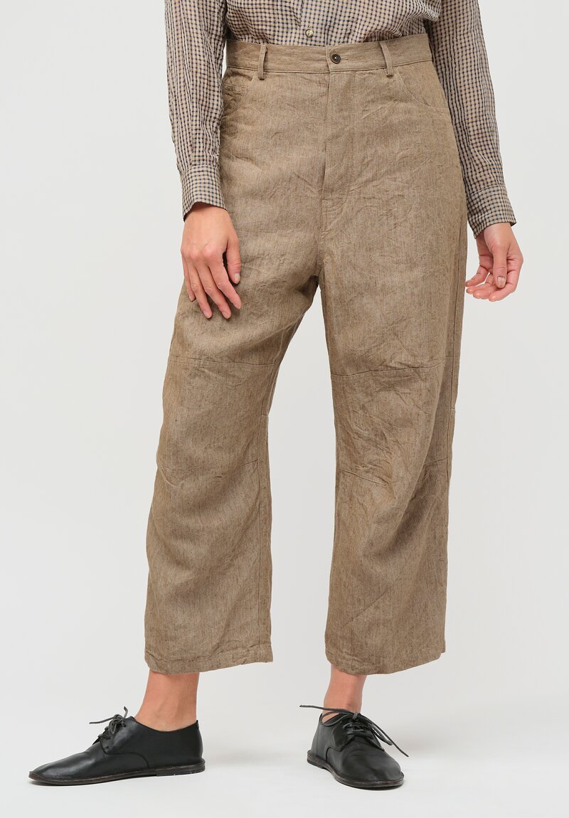 Forme d'Expression Woven Ramie & Linen 5 Pocket Pants in Reed	