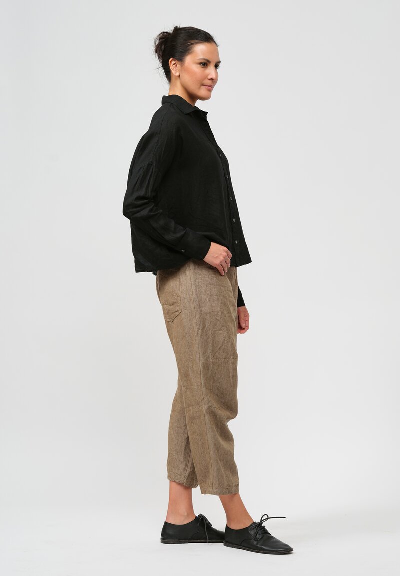 Forme d'Expression Woven Linen Squared Shirt in Black	