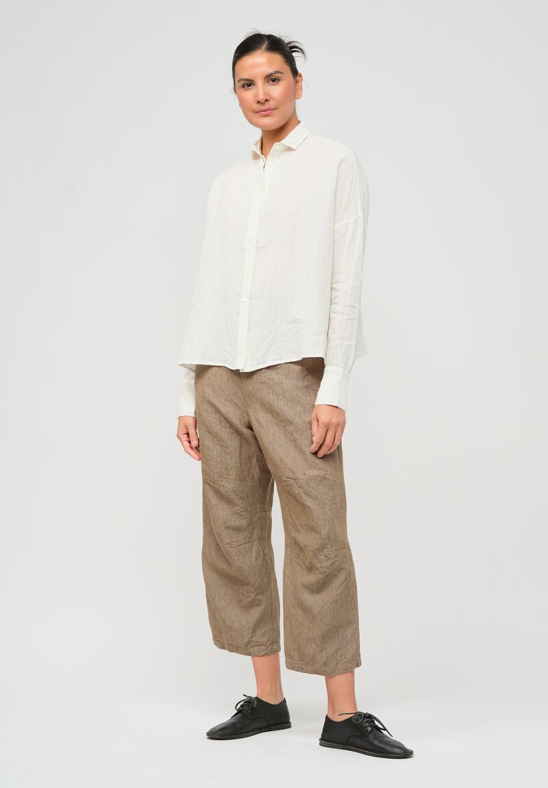 Forme d'Expression Woven Linen Squared Shirt in Ecru