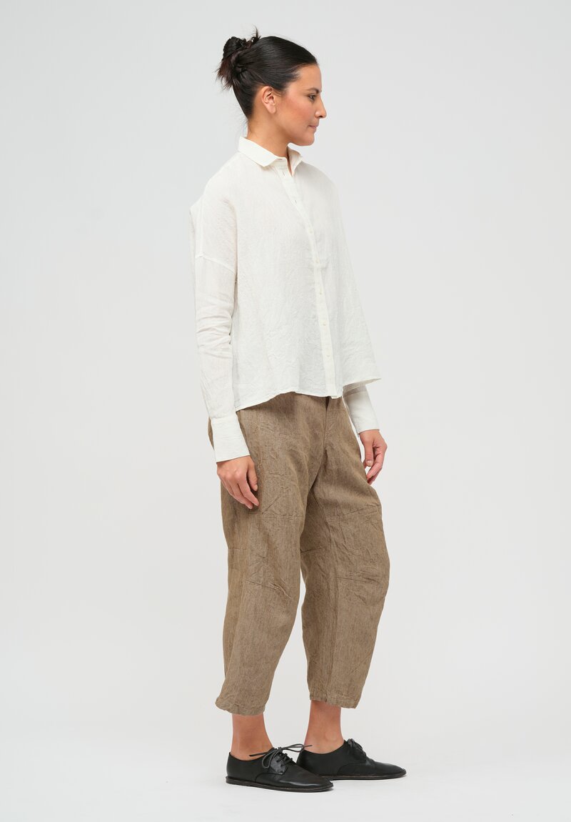 Forme d'Expression Woven Linen Squared Shirt in Ecru