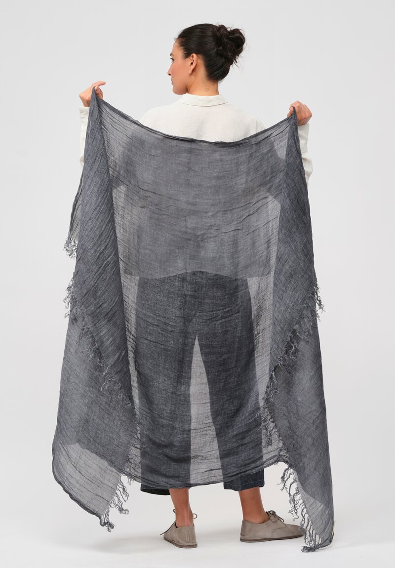 Forme d'Expression Woven Linen Motta Scarf in Blue Carbon	