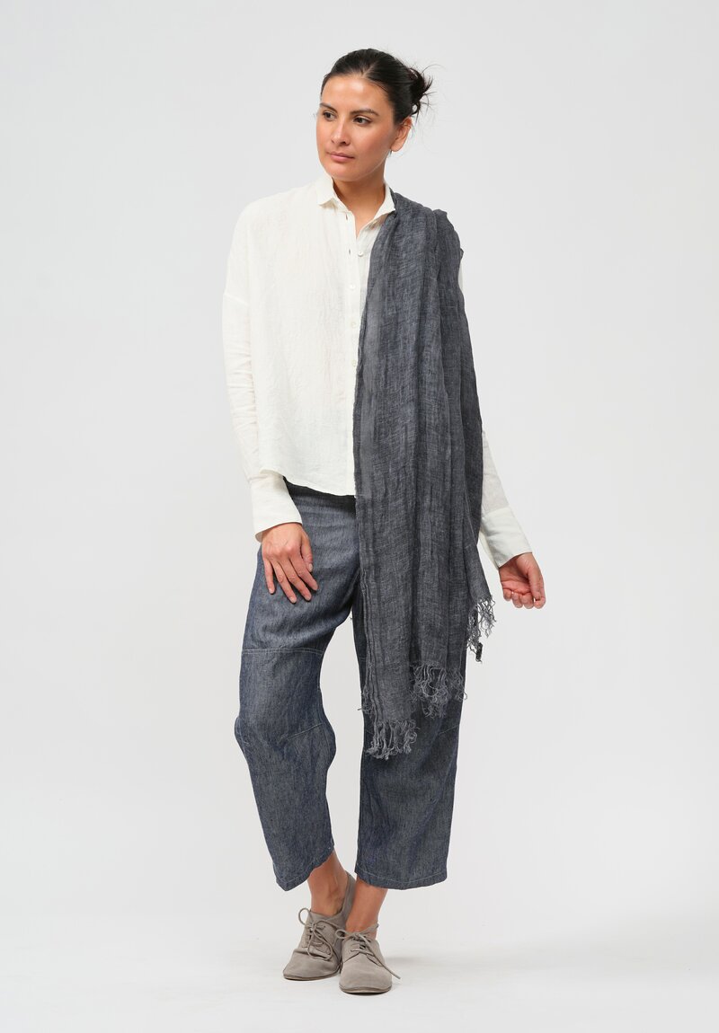 Forme d'Expression Woven Linen Motta Scarf in Blue Carbon	