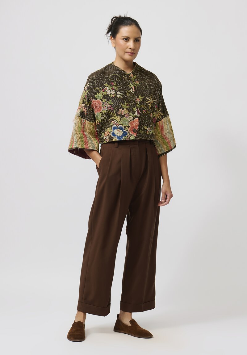 By Walid Chinese Silk Bella Piano Jacket in Brown & Natural	