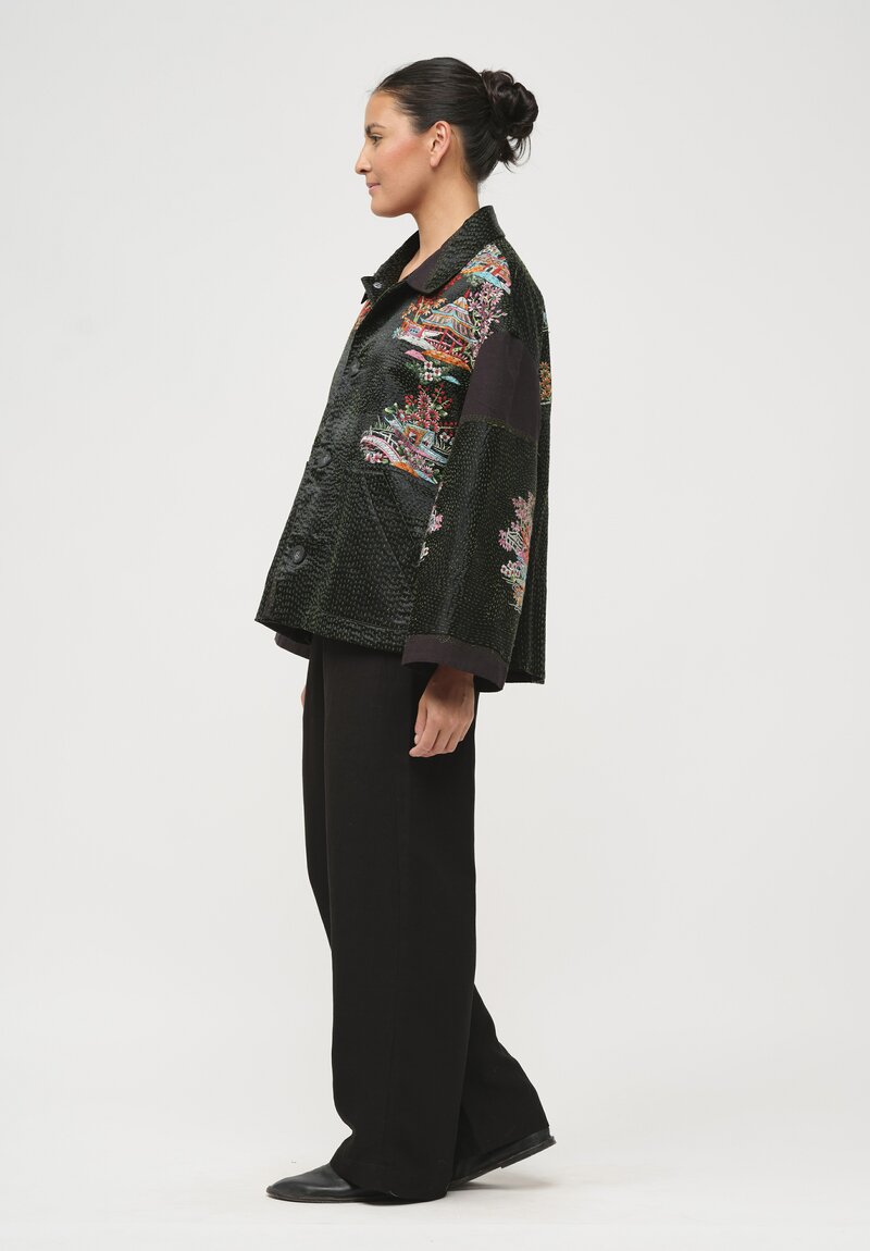 By Walid Silk Khadi Samantha Jacket in Black	