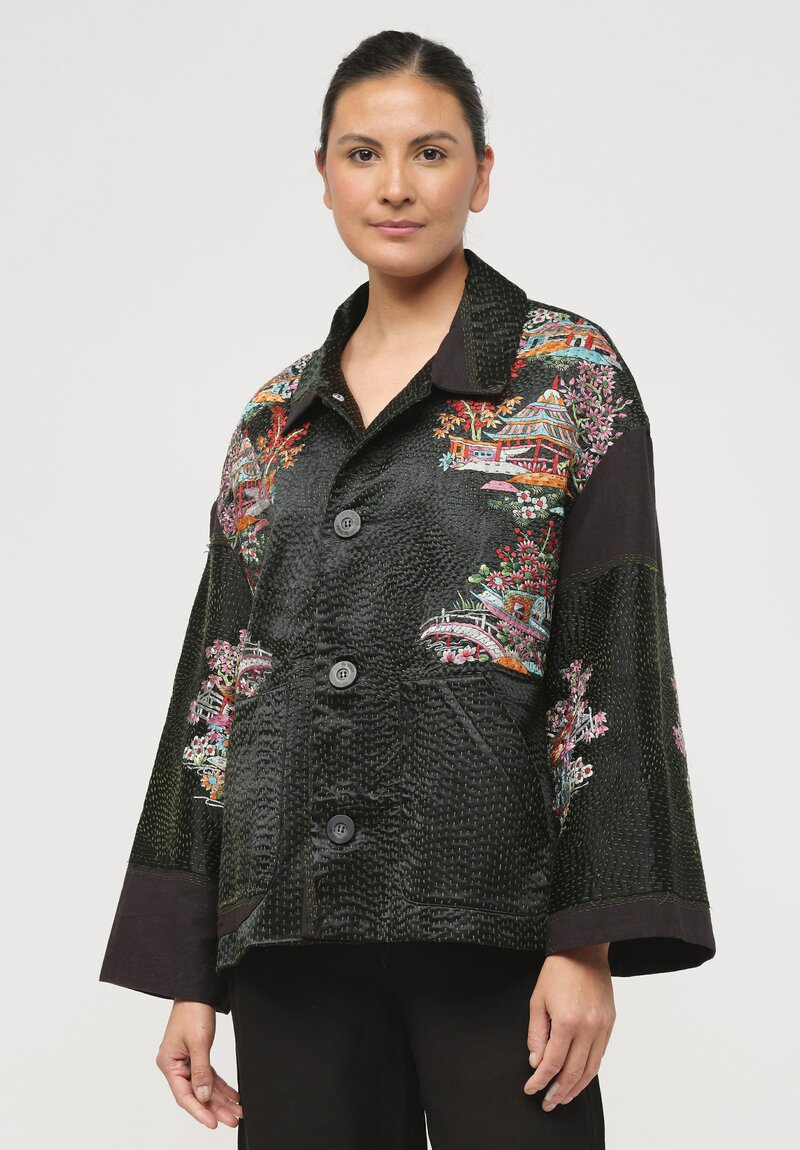 By Walid Silk Khadi Samantha Jacket in Black	