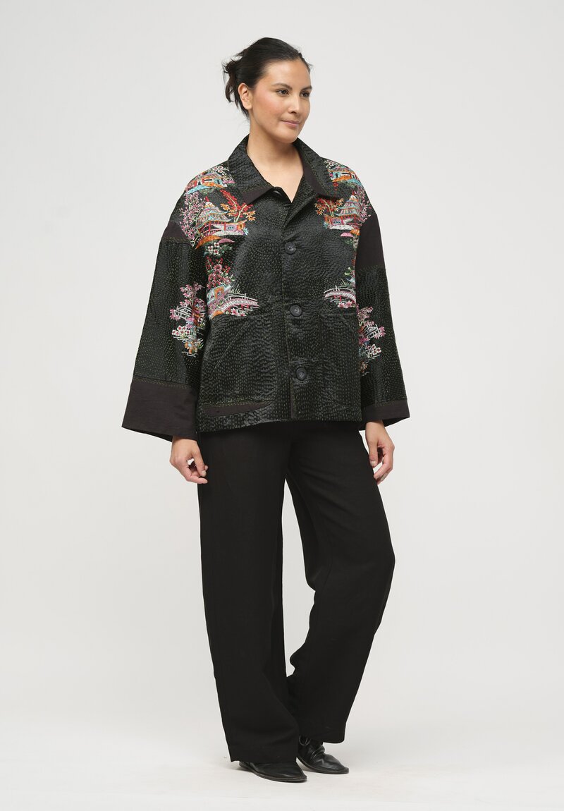 By Walid Silk Khadi Samantha Jacket in Black	