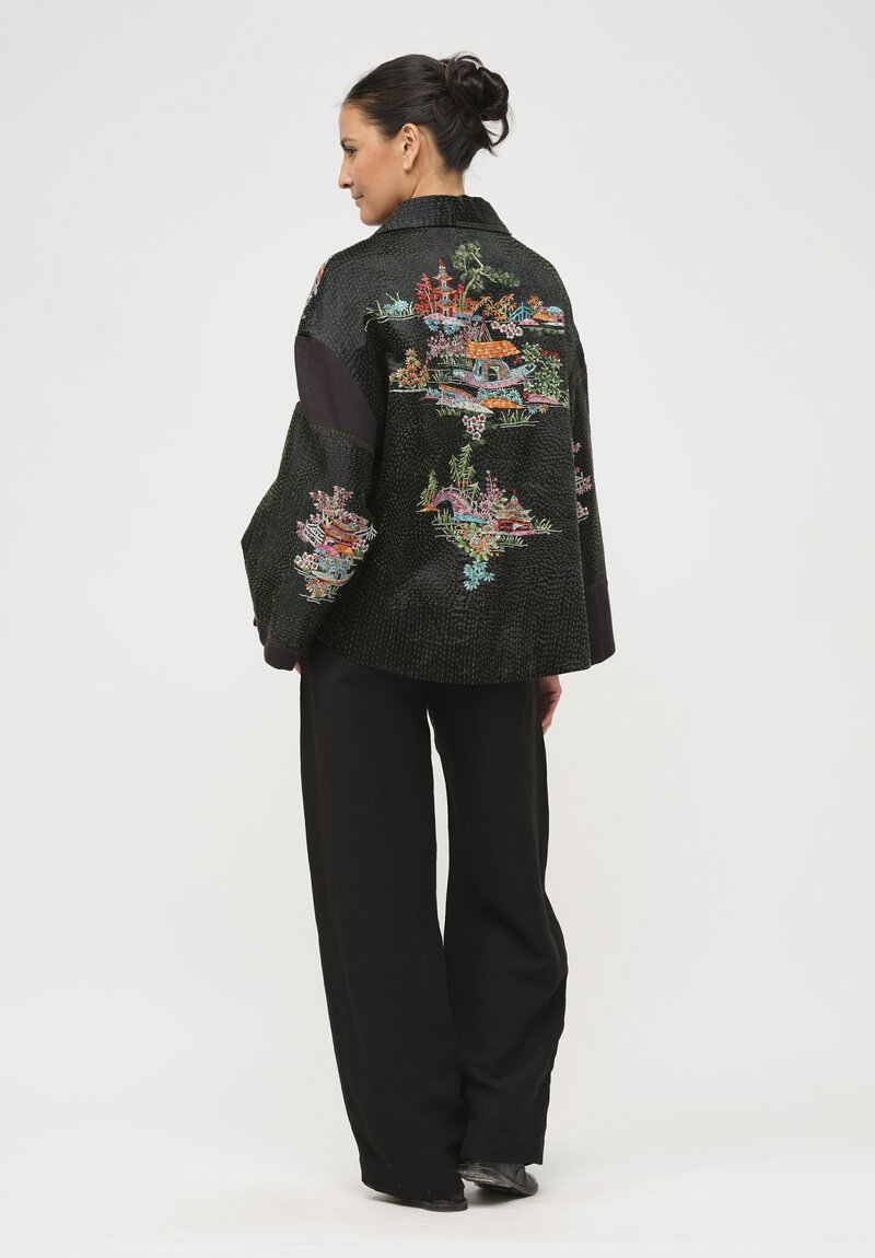 By Walid Silk Khadi Samantha Jacket in Black	