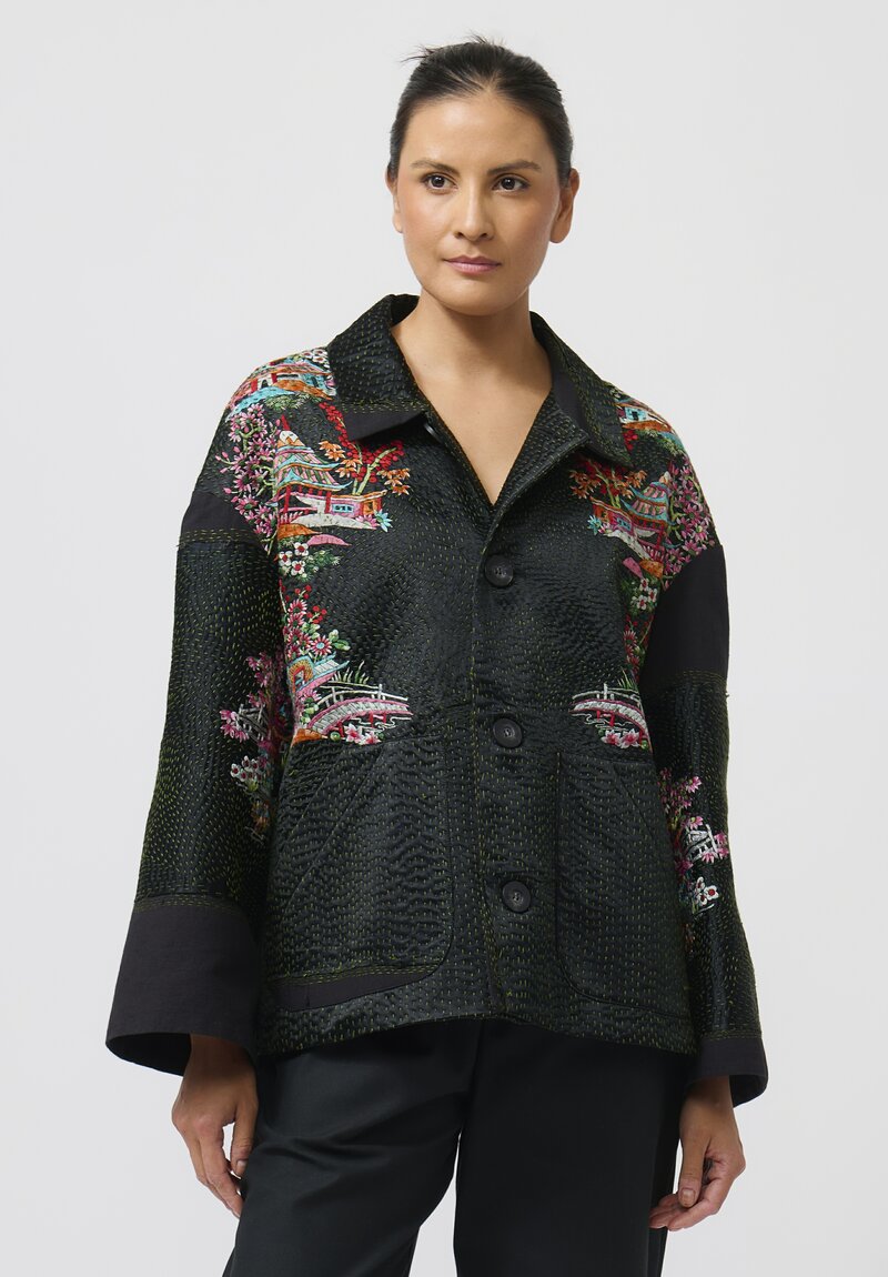 By Walid Silk Khadi Samantha Jacket in Black	