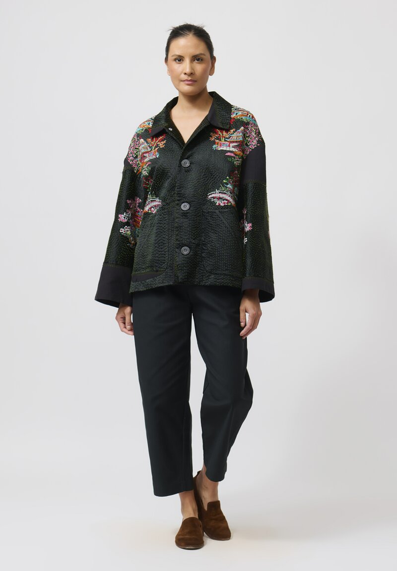 By Walid Silk Khadi Samantha Jacket in Black	