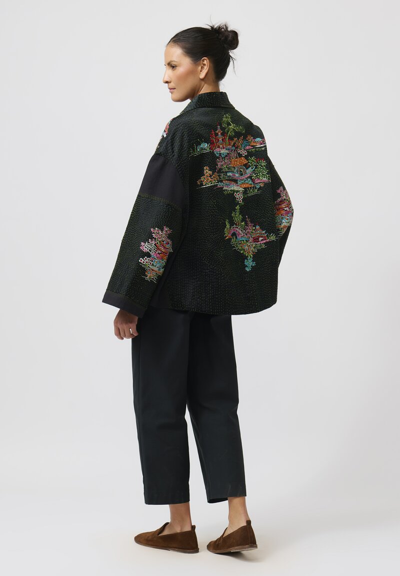 By Walid Silk Khadi Samantha Jacket in Black	