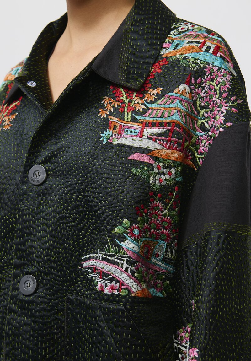 By Walid Silk Khadi Samantha Jacket in Black	