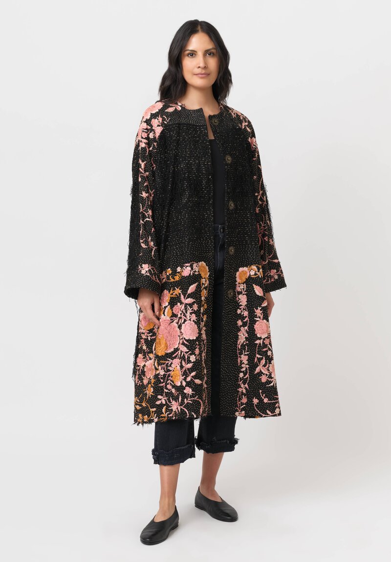 By Walid Silk Brenda Coat in Black