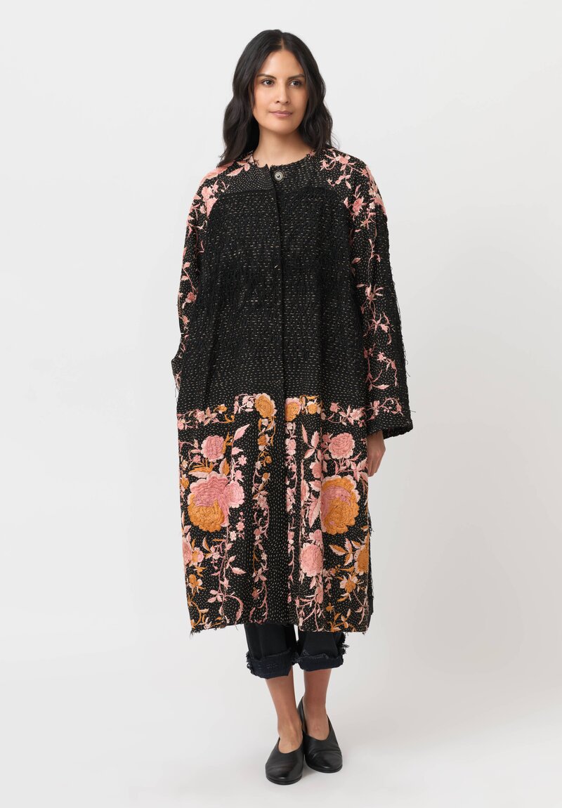By Walid Silk Brenda Coat in Black