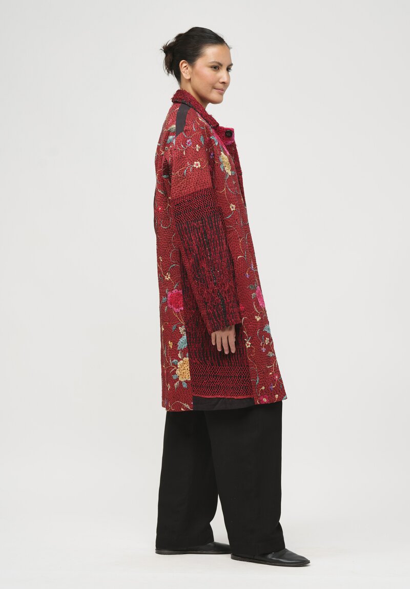 By Walid Chinese Silk Rufus Coat in Red