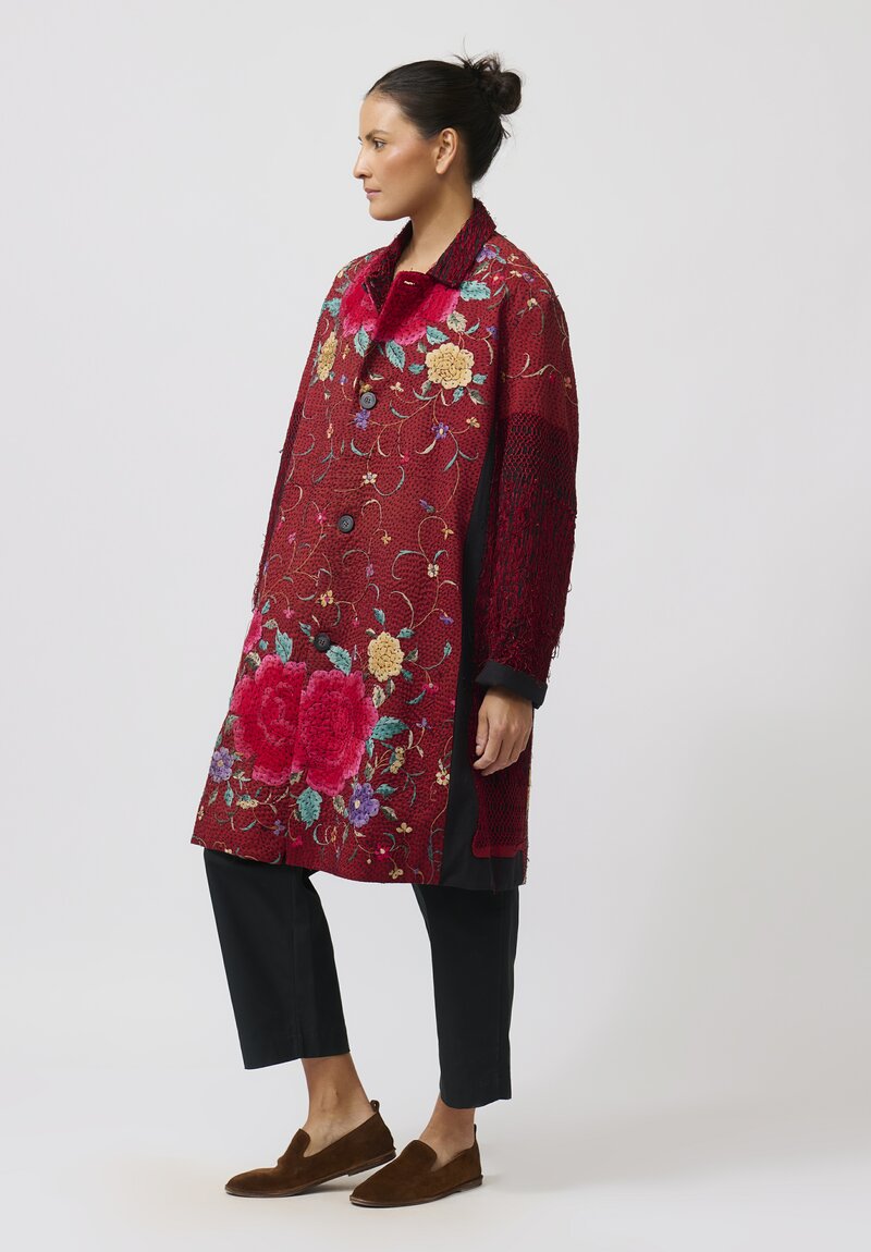 By Walid Chinese Silk Rufus Coat in Red	