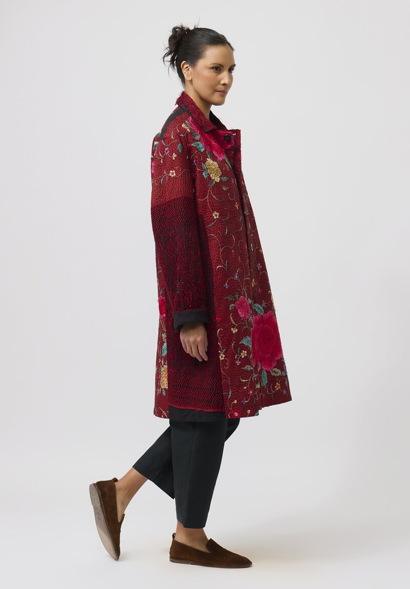 By Walid Chinese Silk Rufus Coat in Red	