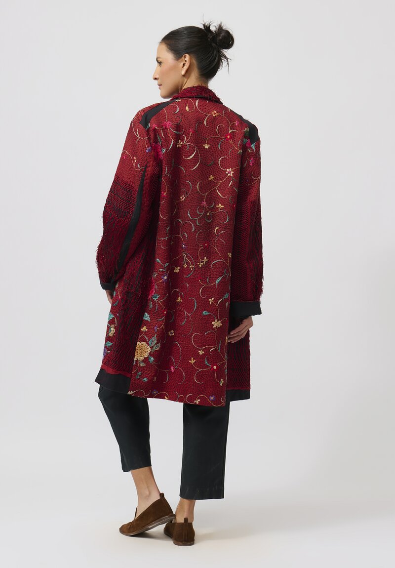 By Walid Chinese Silk Rufus Coat in Red	