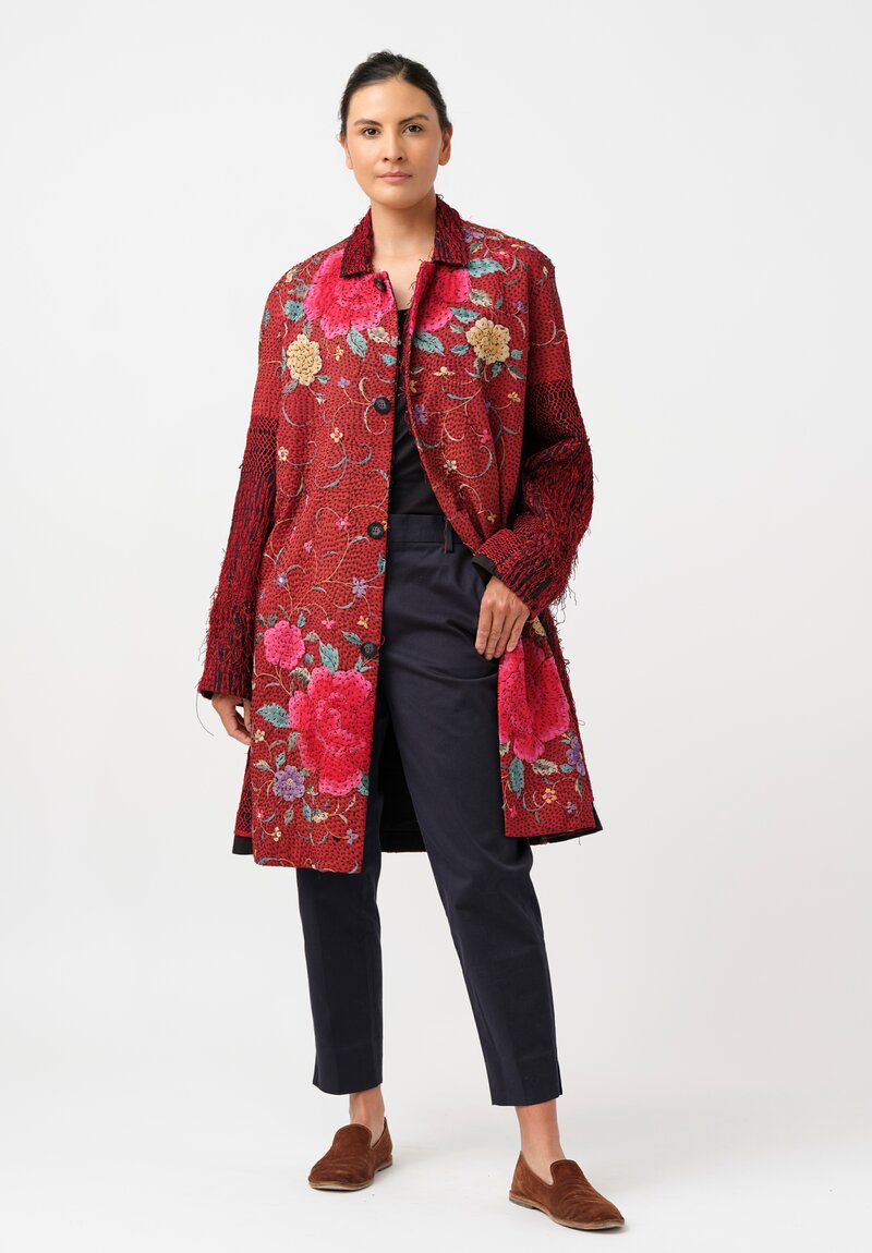 By Walid Chinese Silk Rufus Coat in Red
