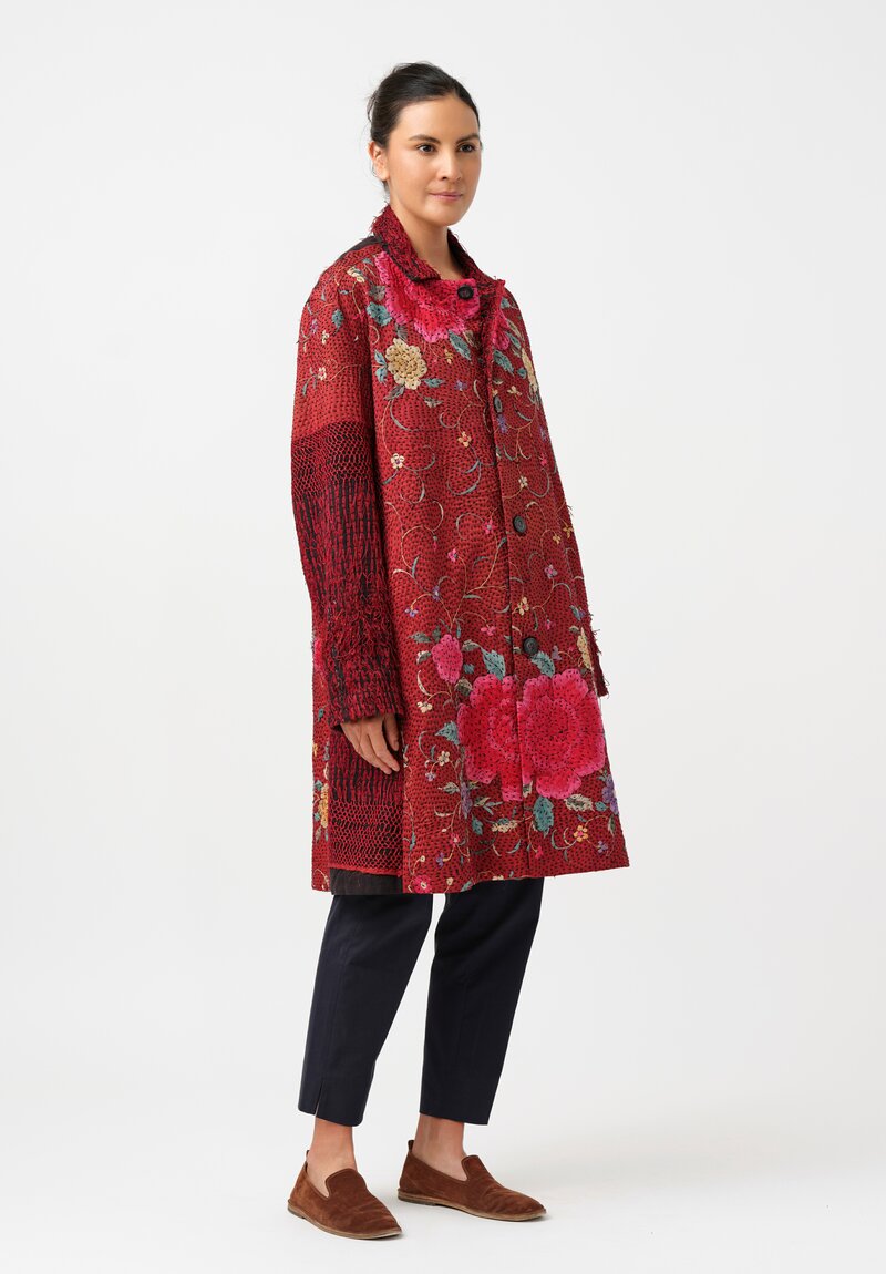 By Walid Chinese Silk Rufus Coat in Red