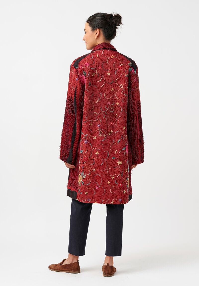 By Walid Chinese Silk Rufus Coat in Red