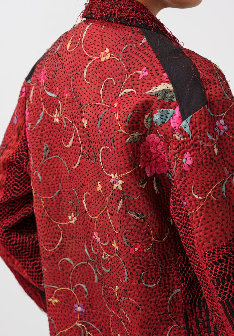 By Walid Chinese Silk Rufus Coat in Red