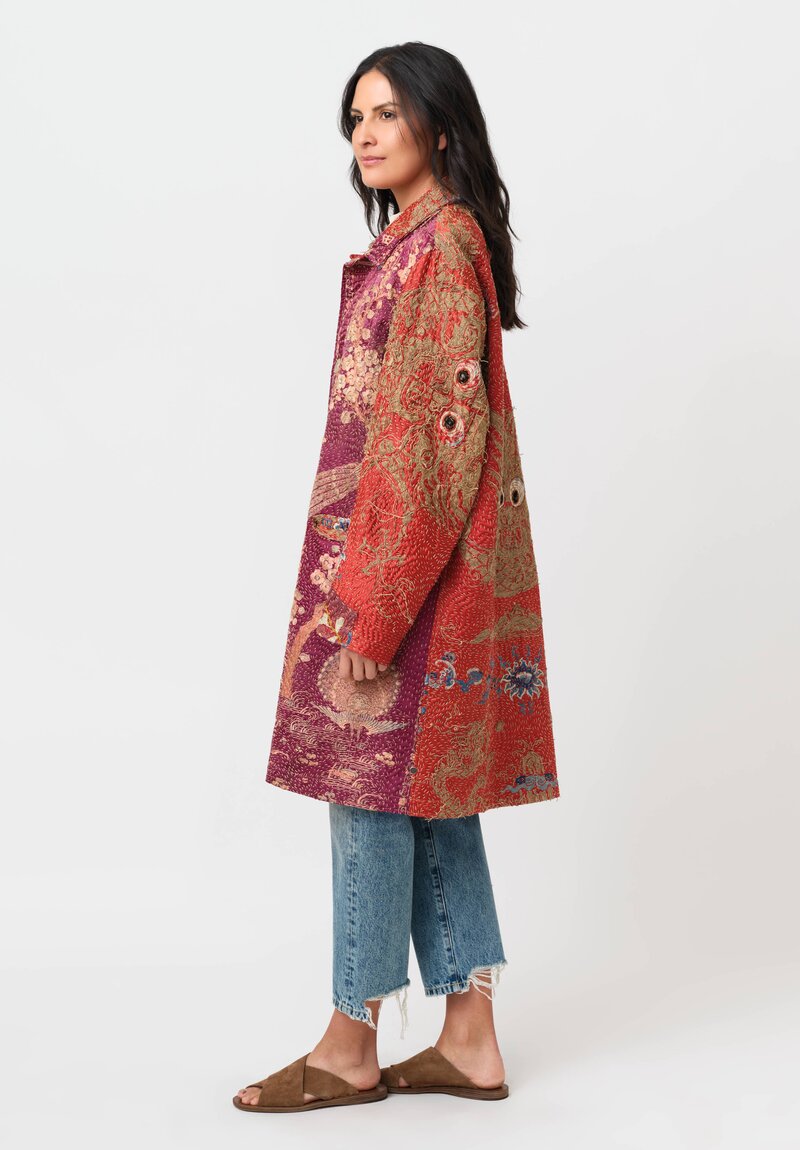 By Walid Silk Rufus Coat in Orange & Purple Multi	