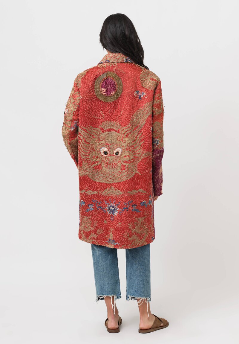 By Walid Silk Rufus Coat in Orange & Purple Multi	