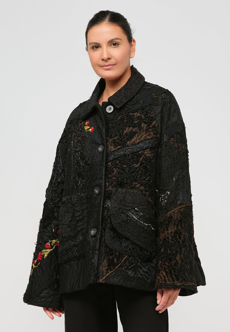 By Walid Victorian Silk Samantha Jacket in Black	