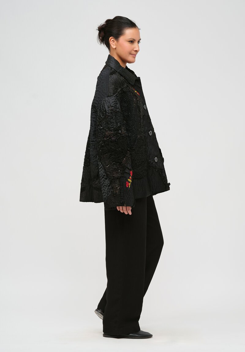 By Walid Victorian Silk Samantha Jacket in Black	