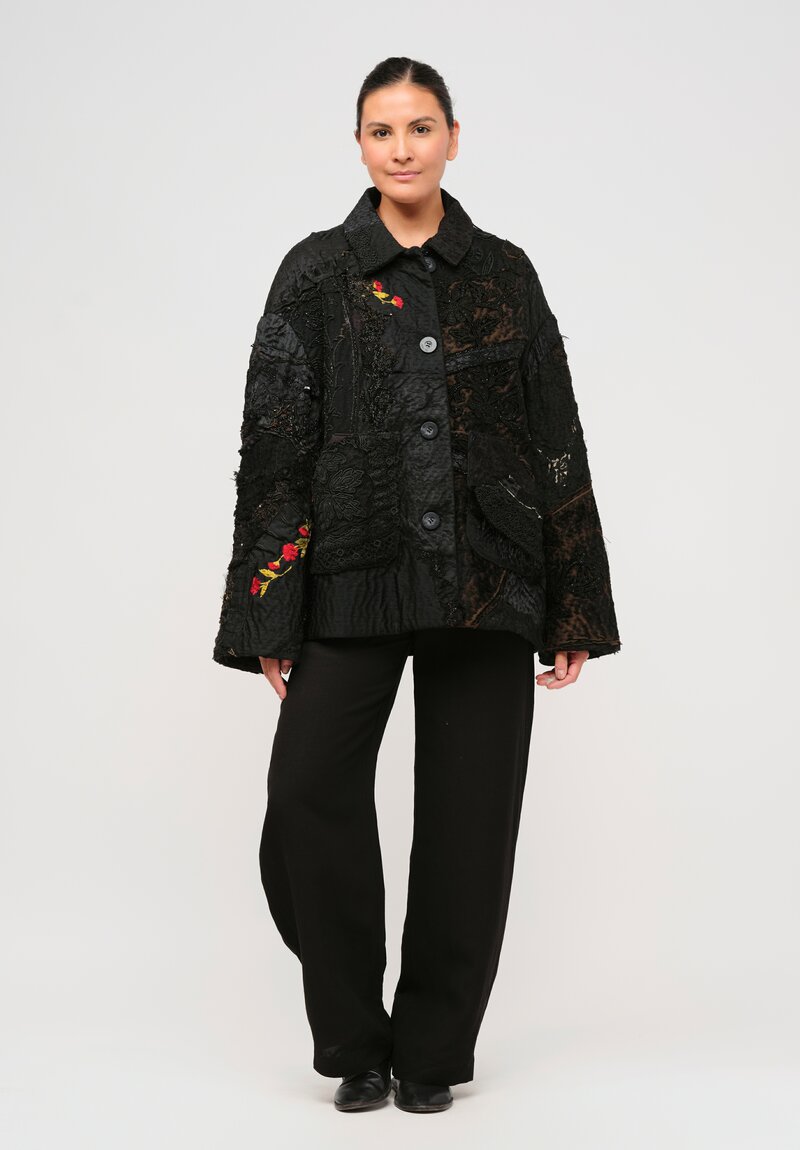 By Walid Victorian Silk Samantha Jacket in Black	