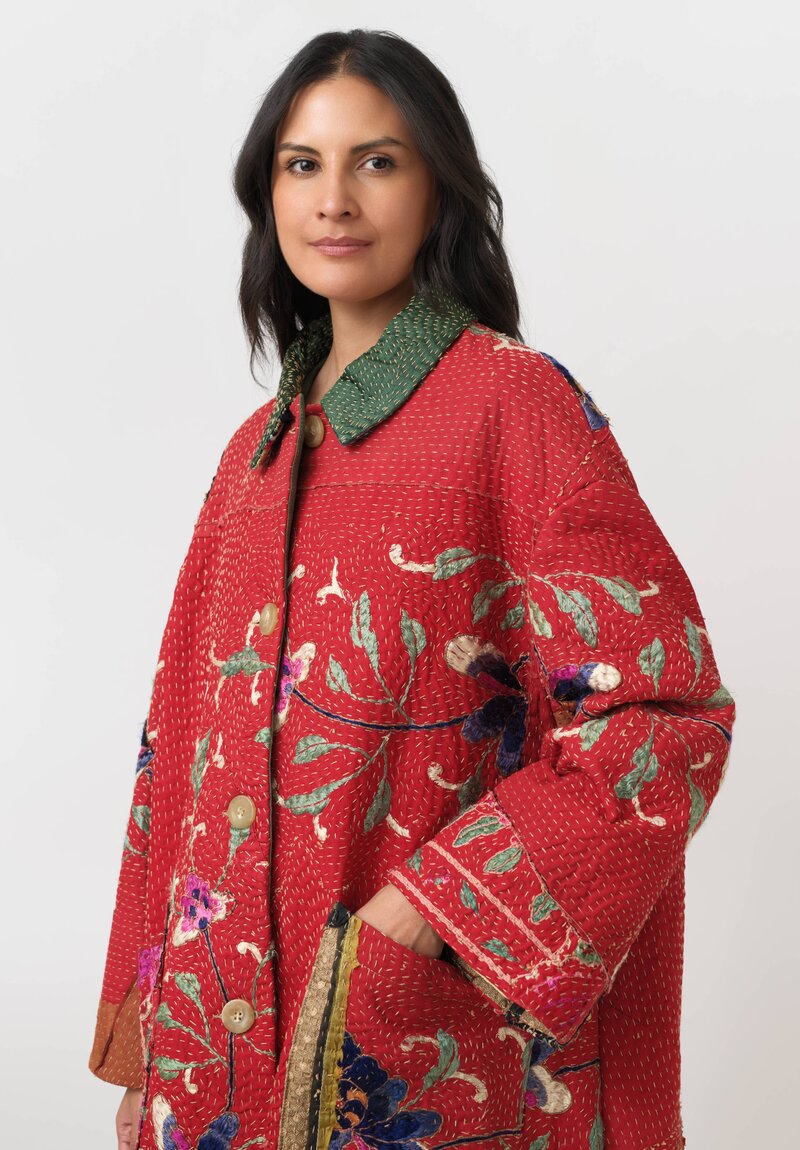 By Walid Chinese Silk Georgina Coat in Red	