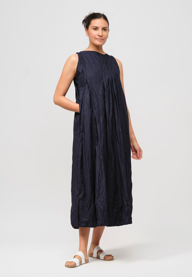 Daniela Gregis Washed Cotton Pinafore Dress in Navy Blue	