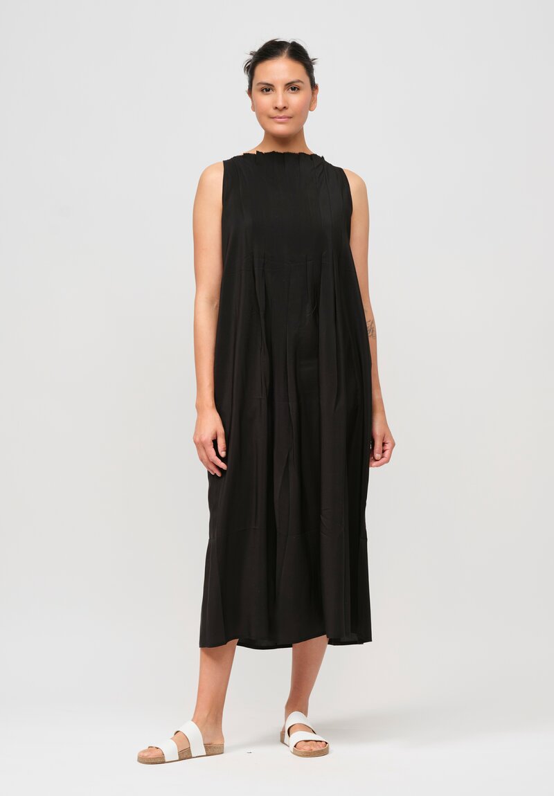 Daniela Gregis Silk Swallow Pinafore Dress in Nero Black	